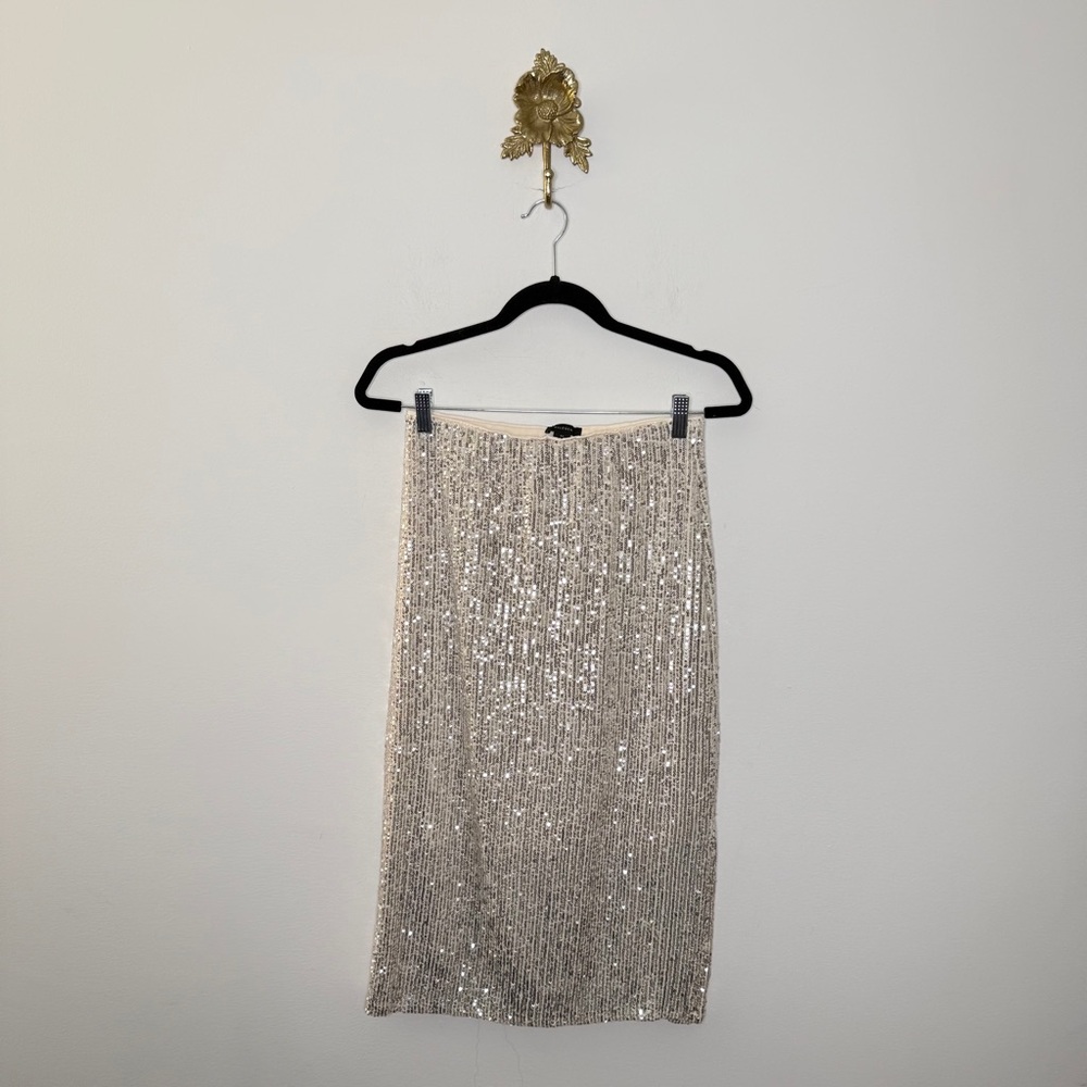 Halogen Champagne Sequin Pencil Skirt XS